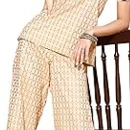 Women's Cream Chinon Straight Top And Palazzo Set(ZIKUCH3628ANDPL)-image-22