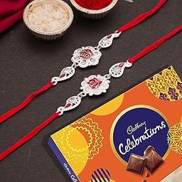 Silver Rakhi For Brother With Chocolate Combo Set of 2, Gift for Brother, Rakhi Gift Hamper,Rakhi for brother with chocolate Gifts Combo Set, Cadbury Rakshabandhan Bhai Bhabhi Hamper Greeting Card-image-49