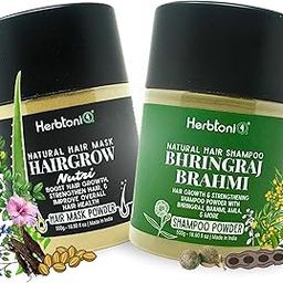 HerbtoniQ Ultimate Hair Care Combo Hairgrow Nutri Natural Hair Mask Powder & Bhringraj Brahmi Shampoo Powder - 500g Each-image-84