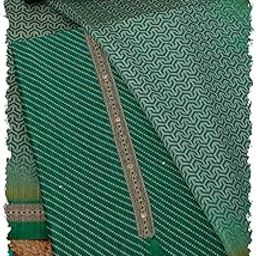 Womens Mustard Tussar Geometric Print Unstitch Dress Material With Beads-image-14