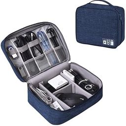 2 Layer Gadget Organizer Case,Electronic Accessories Bag,Tech Organizer Pouch for Hard Disk,Pen Drive for Home&Travel-24 X 18 X 10 Cm-Navy Blue-Model 1-picture-12