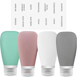 Travel Bottles for Toiletries 90ml, 4 Pack Silicone Travel Toiletries Portable Travel Containers Set Leak Proof Refillable Squeezable Silicone Bottle for Liquid Shampoos, Soap and Cosmetic-18