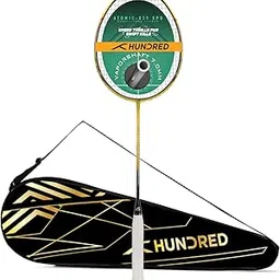 HUNDRED Atomic X 35 SPD Carbon Fibre Strung Badminton Racket with Full Racket Cover for Intermediate Players-image-100