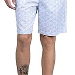 Men's Blue Floral Print 100% Cotton Lounge Shorts-image-65