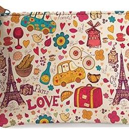 Multipurpose Canvas Travel Pouch for Girls, Women. Stay Organized On The Go: The Stylish Travel Kit and Handbag (9 Inch X 6 Inch) (K), Multicolor-4