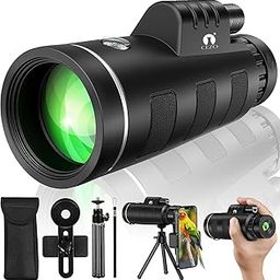 Cezo 40x60 Monocular Telescope with Smartphone Adapter, High Powered BAK4 Prism FMC Monocular for Kids & Adults, Compact Low Light Vision Telescope for Wildlife, Camping, Travel & Outdoor Adventures-26