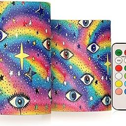 Wudan Evil Eyes and Stars on Rainbow Led Flameless Candles Outdoor Flameless Led Tea Lights Candles Led for Bathroom Spa Decor-image-42