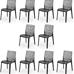 GOYALSON Plastic Chair Outdoor Without Arm Chair (Jali) Gloss Finish Standard Chair for Home, Office and Restaurant, Weight Capacity: 150 kg Plastic Outdoor Chair (10, Black, Standard)-picture-24