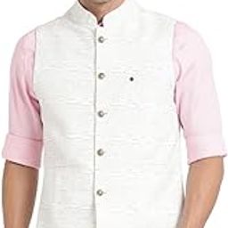 Men Poly Viscose White Printed Party Nehru Jacket-2