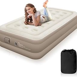 Auslese Air Bed with Built in Pump 18 Inch Raised Twin 3 Min Quick Inflate Deflate Portable Inflatable Mattress for Camping Travel & Guest Use Durable Blow Up Bed-image-94