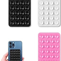 EDNITA Suction Phone Case, Phone Suction Sticker, Silicone Suction Phone Case for Hands-Free Mobile Accessory Holder Grip, Video Phone Accessory Compatible Mirror, Shower (Black-Pink-White-Pack of 3)-23