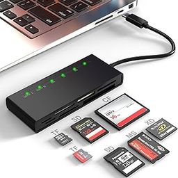 USB C Multi Card Reader, SD/TF/CF/XD/MS Type-C 5Gps High Speed 7-in-1 XD Picture Card Reader for SDXC SDHC TF Micro SD CF MS MMC Card, Sony Memory Stick Pro Duo Adapter Read 5 Cards Simultaneously-11