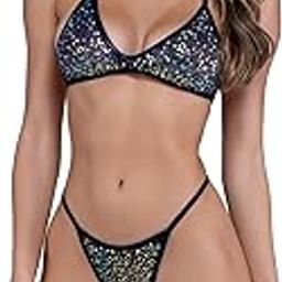 Women's Rave/Festival Sequin Fishnet Bikini Top-picture-30