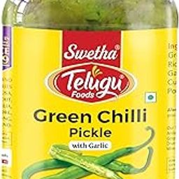 Swetha Telugu Foods Green Chilli Pickle with Garlic, 500g - Pet Bottle-image-72