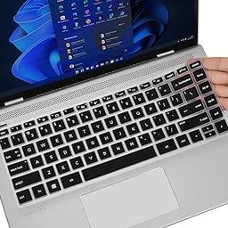 Okay Keyboard Cover for HP Pavilion x360 14" Laptop HP 14-DQ 14-FQ 14-BF 14-BW 14-CM/CF 14-DF/DK/DS HP 14m-BA/CD 14m-DH Series [NOT FIT 14M-DW/DY] - Silicon Black-image-84