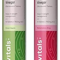hk vitals Apple Cider Vinegar 750mg (Green Apple & Watermelon, 15 Effervescent Tablets Each) Combo Pack | For Weight Management & Gut Health, Supports Digestion-image-96