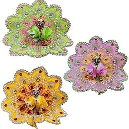 Braj Kraft Laddu Gopal Poshak | Thakurji Dress | Kanha Ji (Set of 3 Poshak) Size 0 1 2 3 4 - Krishna Idol Festival Wear | Pink Yellow Green (0)-image-24