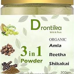 Drontika Wild & Pure 100% Natural 3 in 1 Organic Amla, Reetha, Shikakai Powder For Hair Care For All Hair Type, 300G (Pack Of 1)-4