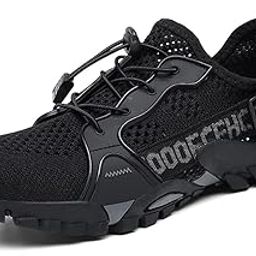 Water Shoes Men Women Outdoor Hiking Shoes Quick Drying Beach Aqua Shoes Travel Trekking Walking Climbing Sneakers, Black, 13.5 Women/12 Men-image-85