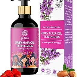 Buddha Natural Grey Oil For Teenagers (200 ML) - 100% Ayush Certified - Helps to Restore Natural Dark Color and Shine of Hair-image-32