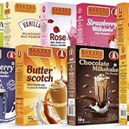 BAKERS Milk Shake Mix | All Flavour's | Dried Berry Powder | Instant Drink Mix | Tastier and Thicker | Set of 9 (100 gm x 9)-43