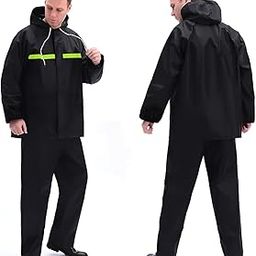 Raincoat with Reflective Strip Hooded and Adjustable Waterproof Poncho Rainwear Reversible Men & Women Polyester Reusable Rainsuit for Sports Bike Riders Camping-19
