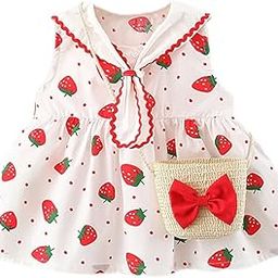 Sleeveless Cotton Floral Print Party Knee Length Dress Frock with Bag Purse for Infant Toddler Baby Girl's-image-74