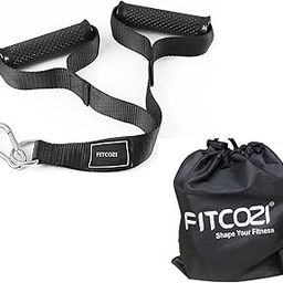 Fitcozi Long Stirrup Handle with Metal Carabiner Cable Machine Attachments Resistance Band Handles Silicon Grips Fitness Strap (Stirrup Tricep- Black)-image-99