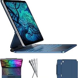 typecase Edge iPad 11th (A16-2025) & 10th Gen Keyboard Case, Magic Keyboard for iPad 11/10th Gen (10.9") with Floating Cantilever Stand, 11-Colors Backlit,Click Anywhere Multi-Touch Trackpad-P.Blue'25-31