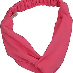 bismaadh Women's Spandex, Polyester Silk Vintage Cross Elastic Boho Headbands (Neon Pink)-picture-49