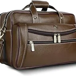 hammonds flycatcher Genuine Leather Office Bag for Men - 15.6" Laptop Bag for Men for Office, Travel, Daily Use - Padded Laptop Compartment, Trolley Strap, Adjustable Strap, 1 Year Warranty, Brushwood-picture-0