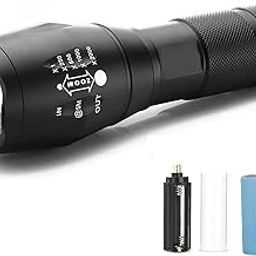 JAMUNESH Torch Lights,Flashlight 5 Modes Rechargeable Ultra Bright Cree Led Torch Light Water Resistant High Power with Adjustable Focus & Recharging Kit for Outdoor, Trekking,Camping (Black)-image-27