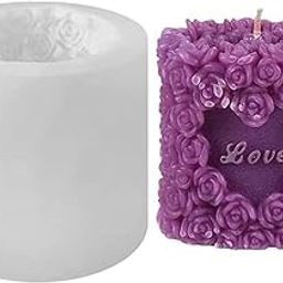 Radiance Store Rose Flower Candle Mold I 3D Love Heart Cylinder Pillar Silicone Epoxy Mould I for DIY Handmade Ornament Chocolate, Cake D?cor, Aromatherapy, Plaster, Soap, Resin Art Craft Making-image-83