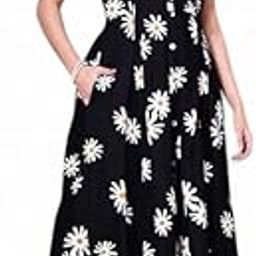 Women's Black Floral Rubber Printed Jumpsuit with White Puff Sleeve Top ? 2-Piece Stylish Western Casual-50