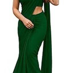 Women's Plain Pure Georgette Saree With Unstitched Blouse Piece-image-6