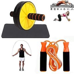 CONSONANTIAM AB Wheel Roller Abdominal Workout for Exercise and Knee Mat and Skipping Rope Jump Skipping Rope for Men, Women- Multicolor-picture-25