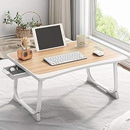 Tarkan Portable Folding Laptop Desk for Bed, Lapdesk with Handle, Drawer, Cup & Mobile/Tablet Holder for Study, Eating, Work Brown-image-98
