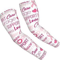 Breast Cancer Pink Ribbons Awareness (2) Arm Sleeves Cooling UV Sun Protection Sports Compression Sleeves for Men Women Golf Basketball Arm Sleeves-image-77
