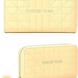 Forever Young Quilted Wallet with Pom Pom, Beige, Multi-Compartment Design with Zip Closure Multi-Compartment Purse, Stylish Travel Wallet-8