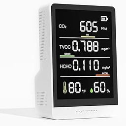 BIMOZ 5-in-1 Air Quality Monitor Indoor, Real-Time Air Quality Tester CO2, Formaldehyde, TVOC, Temperature& Humidity Tracker, Air Quality Tester - Room Air Monitor-picture-32