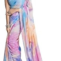 Women's Georgette Printed One Minute Saree Ready to Wear With Unstitched Blouse Piece-picture-27