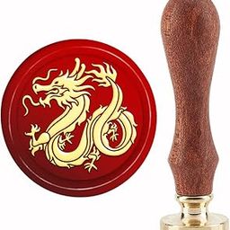 CRASPIRE Dragons Wax Seal Stamp Animal Sealing Wax Stamps 30mm Retro Vintage Removable Brass Stamp Head with Wood Handle for Wedding Invitations Halloween Christmas Thanksgiving Gift Packing-29