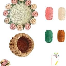 Crochet Flower Coasters Set, Crochet Coasters, Handmade Pink Flower Bouquet Blanket, DIY Coaster Kit with Decorative Crochet Coasters for Home and Office Decor(Pink)-image-75