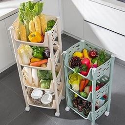 PARASNATH SKEP 4 Layer Fruit & Vegetable Basket Trolley (Ivory Colour) for Home and Kitchen Fruit Basket Storage Rack Organizer Holders kitchen trolley - Made In India (Launching Offer) - First Time In India-image-45