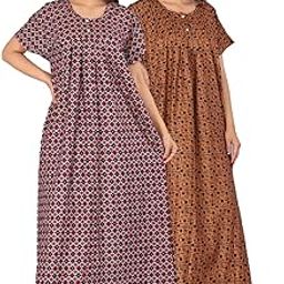 Cotton Nighty for Women — Printed Stylish Night Gown, Comfortable Sleepwear Long Nightwear, Maxi-image-58
