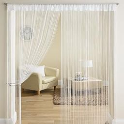 Exporthub 1 Piece Beautiful Polyester Door Threads String Curtain - 7ft, White (EHSPR558_74)-16