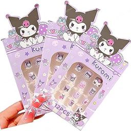 TREND-ASPIRE Kawaii Girls Press On Nail Set Cute Sanrio Kuromi Kids Press-On Nails Cinnamoroll DIY-Nail Art Pre-glue Girls Kawaii Press On Nails - 36PcsNail-picture-41