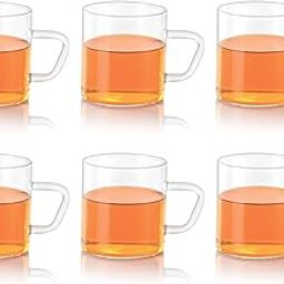 Borosil Vision 6 Pcs Tea n Coffee Borosillicate Glass 190 ml Classic Mug Set | Microwave Safe, Scratch Resistance, Lightweight | for Chai, Green Tea, Milk | Transparent-11