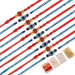 Rakhi Combo Silver Om Ganesha Bhai Bhabhi Set Boys Evil Eye Brother 10-12 Pure Kundan Rakhis Bhaiya for Rakshabandhan-image-9
