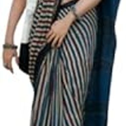 Elegant Multicolor Ajrakh Striped Gajji Silk Saree for Women | Traditional Soft Silk Saree with Rich Border & Unstitched Blouse | Perfect for Festive, Party & Cultural Wear-image-16